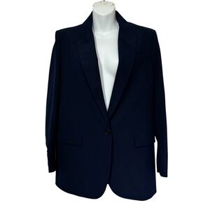 Zara Oversized Women’s Suit Jacket Blazer Size XS Navy Blue Single Button